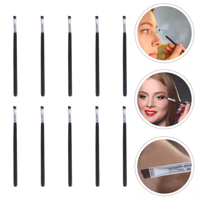 10 Pcs Abgewinkelter Augenbrauenpinsel Beauty-Tool Lidschatten