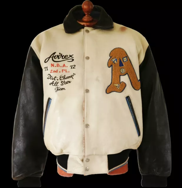 AVIREX LEATHER VARSITY College Letterman Baseball Biker Motorbike Jacket Coat Lg