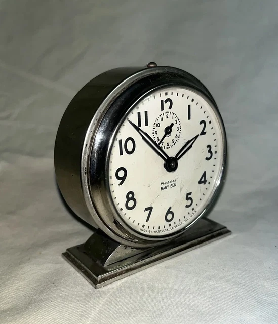 Antique Silver Westclox Baby Ben Style 4 (1934-39) Alarm Clock-Working