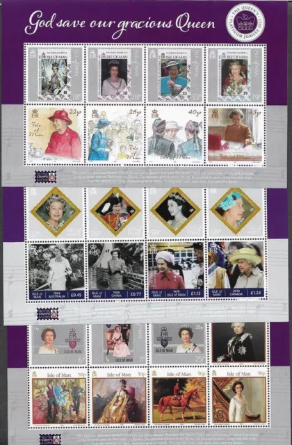 Isle of Man-God save our Queen-2022 mnh 3 special min sheets-Royalty