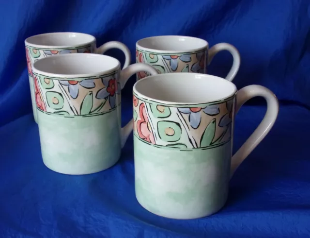 Corning Coordinates WATERCOLORS Pattern 12oz Stoneware Coffee Mug x4