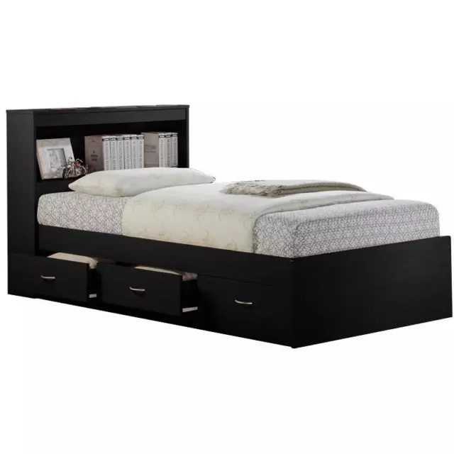 TWIN BEDFRAME with 3-Drawer Storage and Headboard Black, White, Brown, Pink 2