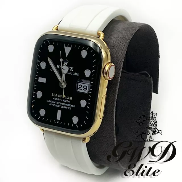 41mm Apple Watch SERIES 9 (GPS + Cellular) Custom 24k Gold Plated w/Black  Sport