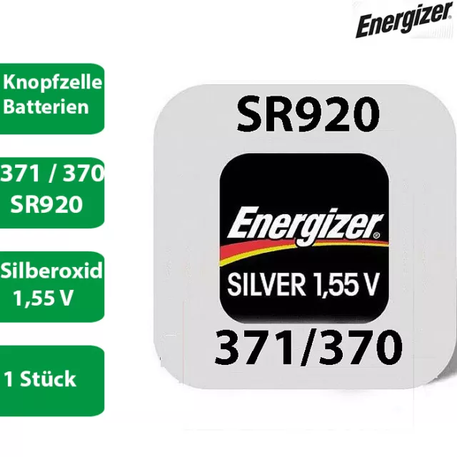 1 x Energizer 371 / 370 Uhrenbatterie 1,55 V SR920SW SR69 AG6 LR921 SR920W Multi