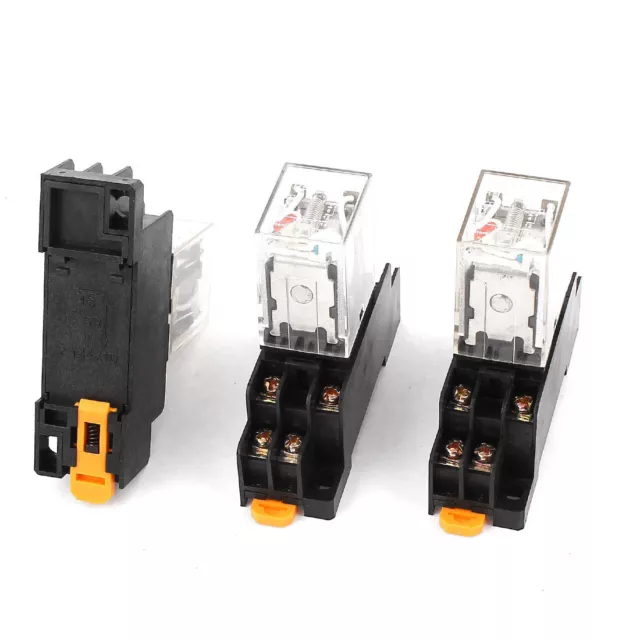 3 Pieces AC 220-240V Coil Red LED Indicator Light DPDT Power Relay + Socket Base