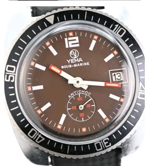 Montre Yema Sous-Marine - Années 1960 - Cadran Marron - Mécanique Manuelle - Révisée