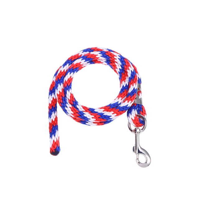 Guinzaglio Per Cavallo In Polipropilene Doppio Intreccio 200 Cm – Moschettone In Acciaio Nichelato, Blu/marrone/grigio, Per Pony E Asino