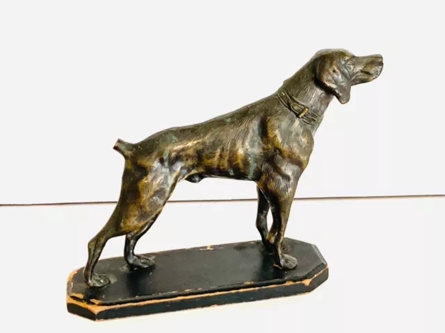 Beautiful Early 20th Century Bronze German Short Haired Pointer Sculpture
