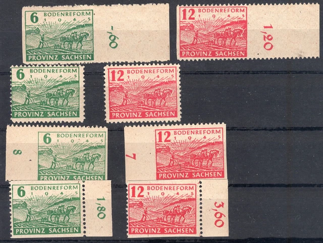 SBZ Provinz Sachsen Lot Bodenreform Mi.Nr. 85 & 86 Zähnungsvarianten, postfrisch