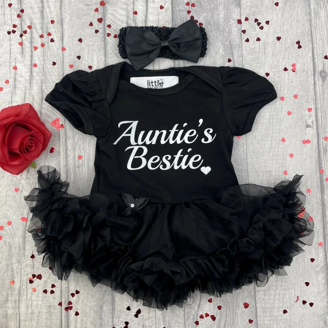 AUNTIE NIECE TUTU ROMPER, White Glitter Design Family Newborn Present