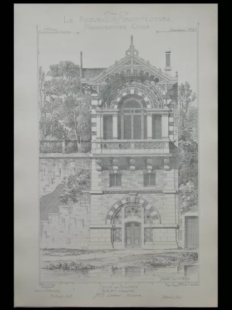 Chatou, Quai Jean Mermoz, Salle De Billard  - 1878 - Grande Gravure - Lemenil