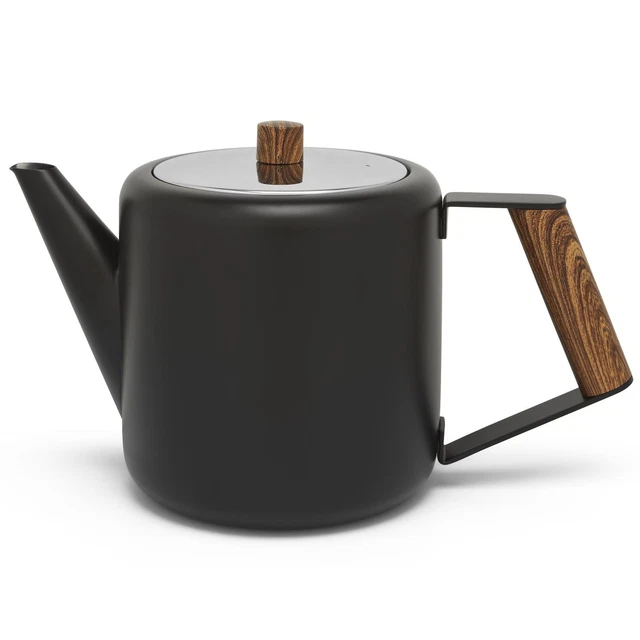 Bredemeijer schwarze doppelwandige Edelstahl Teekanne 1.1. L & Holzgriff