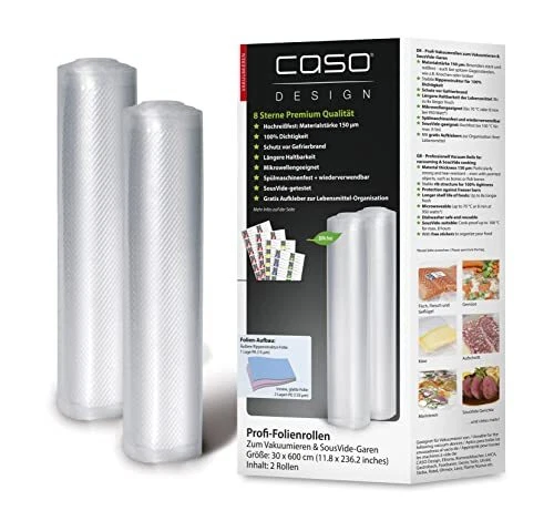 Caso Plastique pour mise sous vide 30 cm x 600 cm 2 rouleaux pour mise sous vide