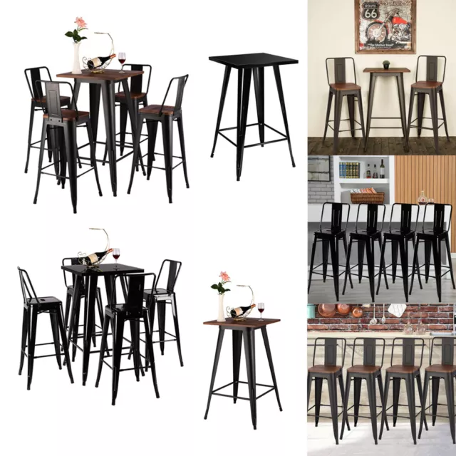 High Pub Table Chairs Kitchen Bar High Seat Stools Dining Restaurant Counter uk