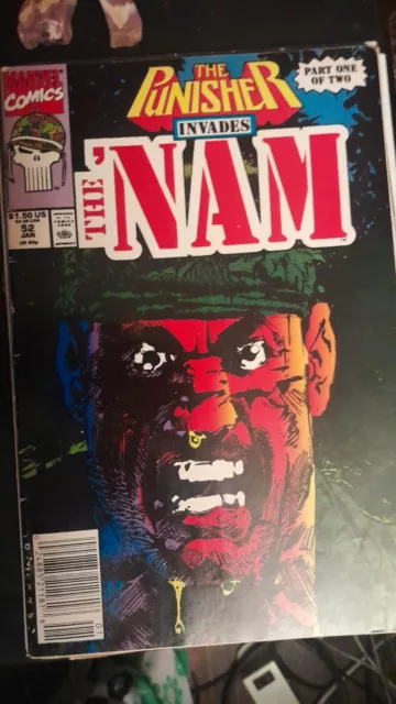 Vintage The ‘Nam Iss #52 The Punisher Invades Part 1 Marvel Jan 1991 Comic Book