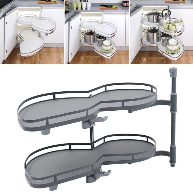CORNER PULLOUT SHELVING Unit Carousel Shelf Twin Tray Kitchen Organizer £129.95