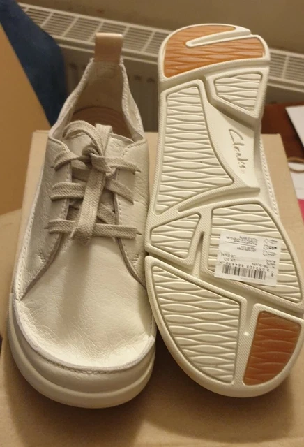 CLARKS TRI CLARA Ladies White Leather Shoes Size UK 3 D EU 35.5