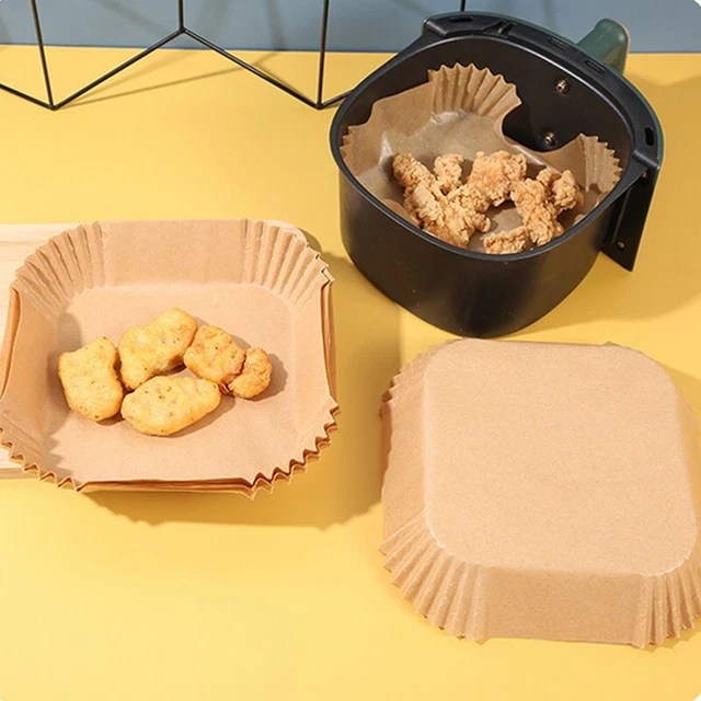 PORTENTUM Carta forno per friggitrice ad aria 100 pezzi Food-Grade BPA Free 20 x 20 x 4,5 cm