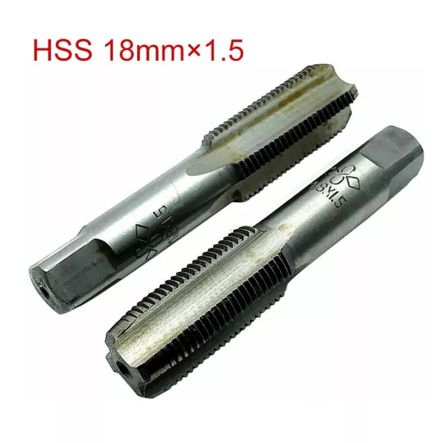 2X HSS 18mm*1.5 Metric Taper + Plug Tap Right-Hand Thread M18x1.5mm Pitch