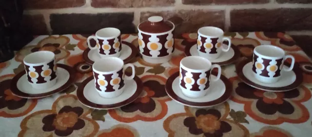 service 6 tasses à café + sucrier PAGNOSSIN Trevises Italy  vintage 1970