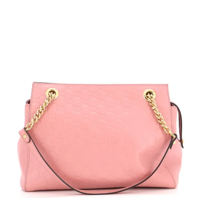 Gucci Soft Signature Shoulder Bag Guccissima Leather Medium Pink