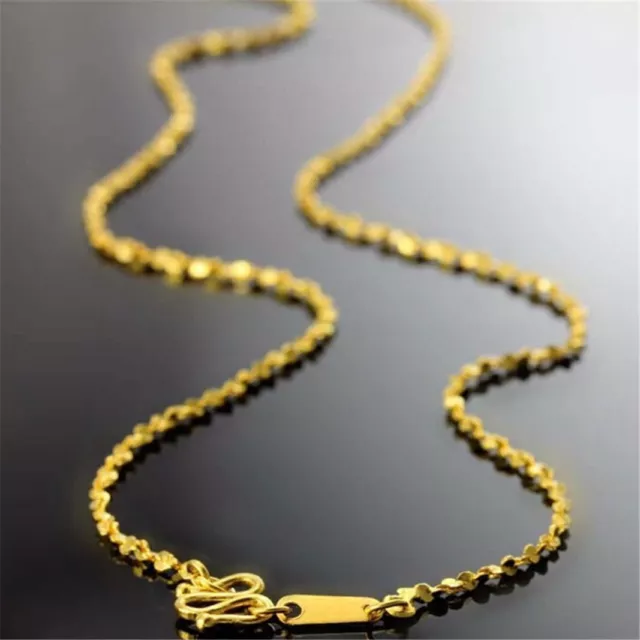 Pure Solid 999 24K Yellow Gold Chain Men Women Curb Link Necklace 4.5-4.6g
