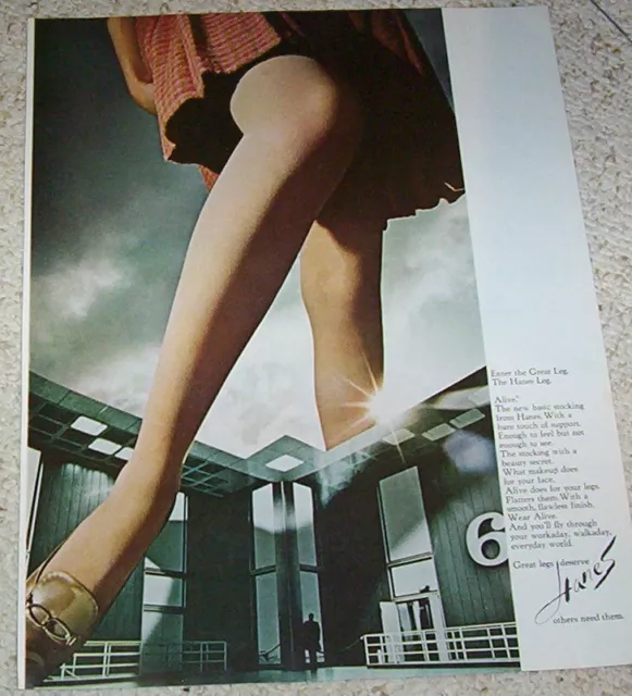 1967 PRINT AD page - Hanes Alive Stockings hosiery sexy GIRL LEGS  advertising $8.99 - PicClick