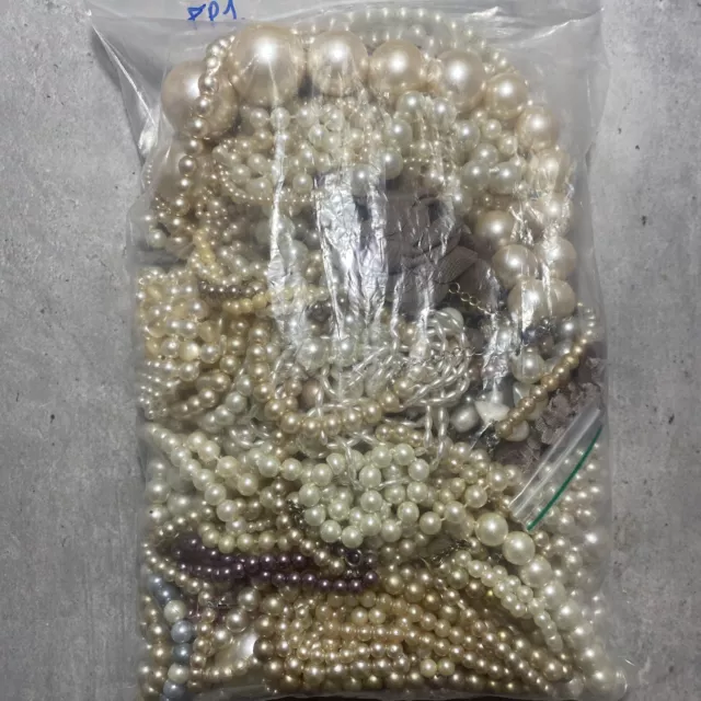 JEWELLERY Job Lot Mostly Faux Pearl Necklace Bracelet Craft Wear Repair 1.9kg