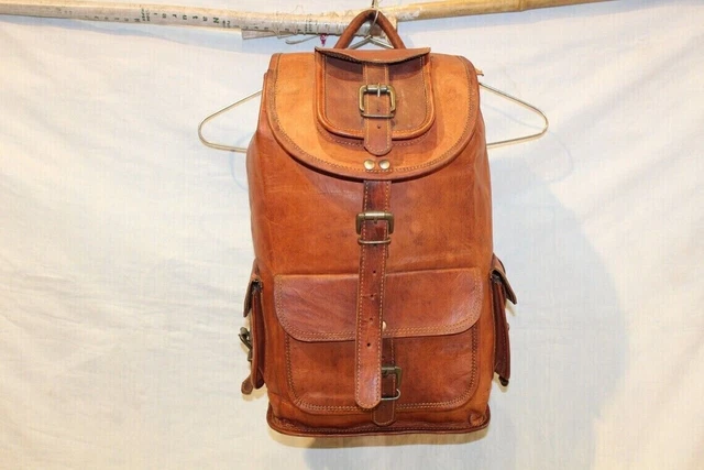 27" X Large Leather Handmad Handbag Travel Shoulder Men's Satchel Backpack Study
