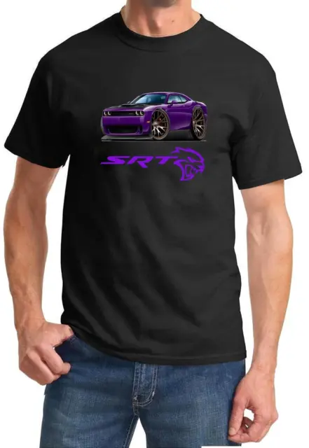 Challenger SRT Hellcat Classic Purple Muscle Car Design Tshirt NEW