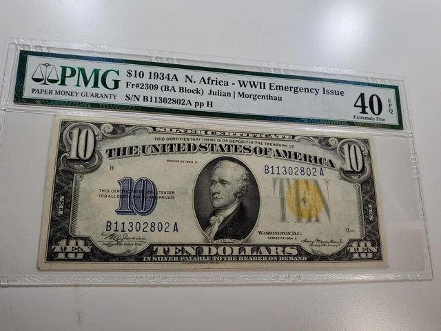 FR-2309 1934 A Series North Africa WWII $10 Silver Certificate *PMG 40 EPQ XF 2