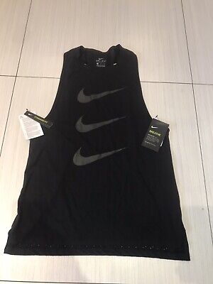 Nike Tank Vest Top Dri Fit Black Running Women's Size Small AQ2650 010