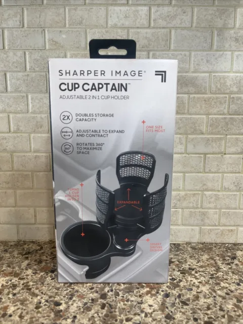 Sharper Image Cup Captain Deluxe with Phone Holder  Adjustable Swivel New in Box
