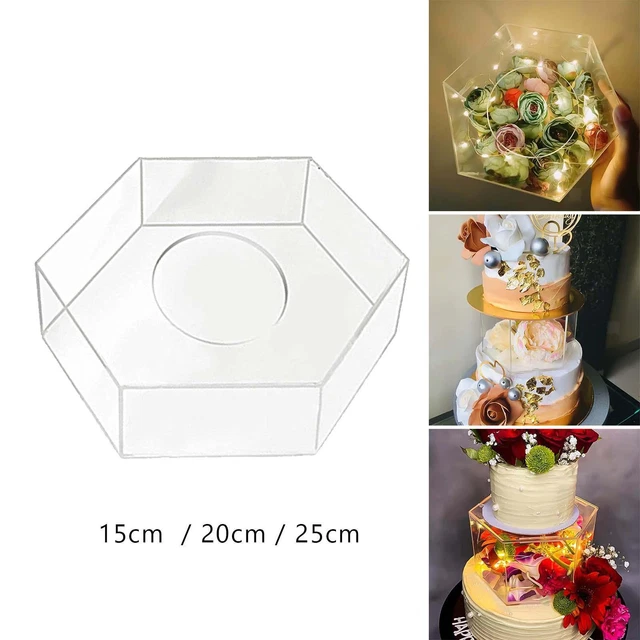 CLEAR ACRYLIC FILLABLE Cake Box Stand Floating Cake Stand Decorations £