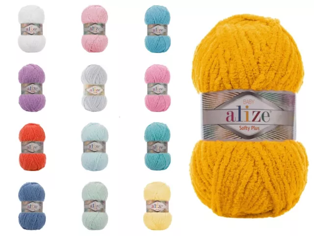 ALIZE SOFTY PLUS Wolle Babywolle dick weich flauschig (100g, Farbauswahl)