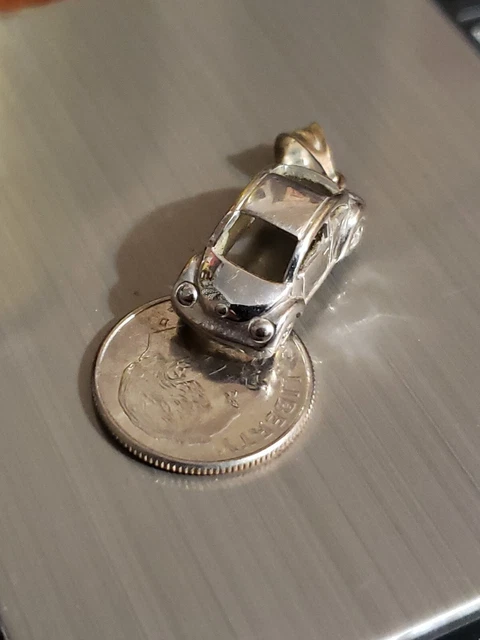 14k white Gold Estate Volkswagen Beetle Bug Car Charm/Pendant
