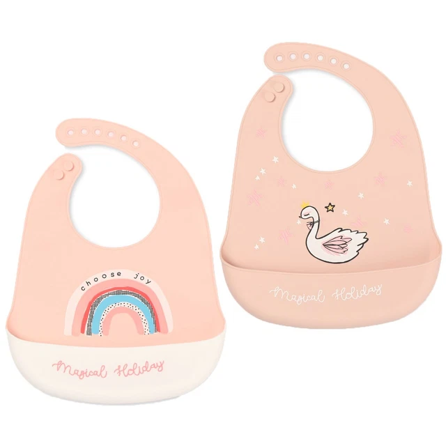 Delantal de silicona para toalla de saliva para almuerzo niños escoger bolsillo de arroz alimentación bebé baberos