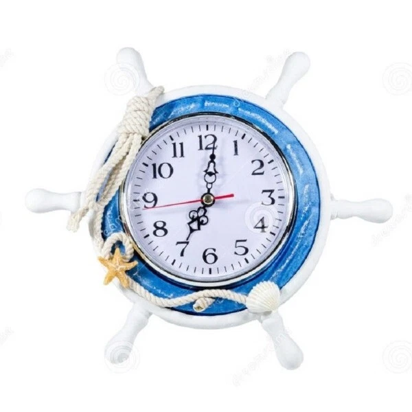 Orologio Da Tavolo In Legno A Forma Di Timone Barca Arredamento Nautica Design