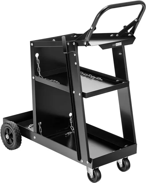 Iron 3 Tiers Rolling Welding Cart with Upgraded Wheels and Tank Storage for TIG