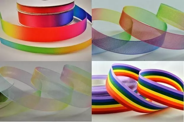 Rainbow / LGBT Grosgrain, Satin Organza Ribbon, Various Widths, Lengths & Rolls