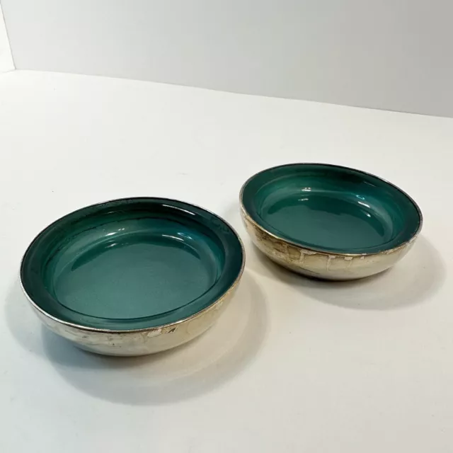 Vintage F B Rogers Silver Co #775 Blue Glass SilverPlated Coasters 3.75in USA