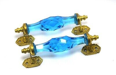 New Cut Glass Door Handles Blue Glass Nice Home Decor Brass handles i24-185