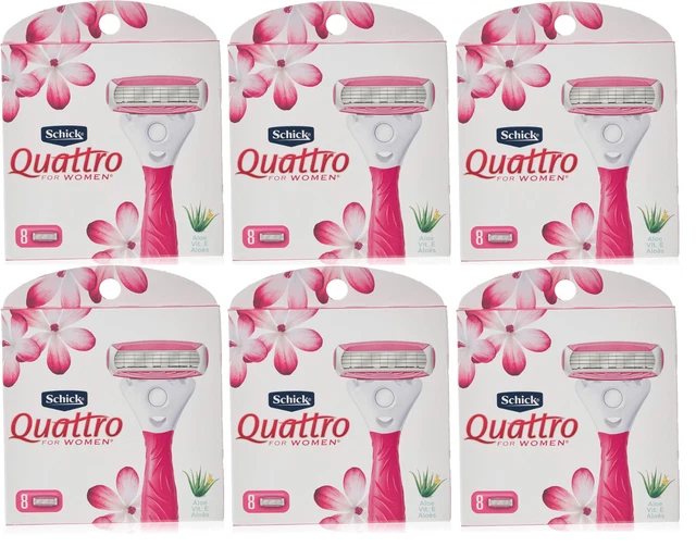 Hojas de afeitar Schick Quattro para mujer aloe y vitamina E - 48 cartuchos de recarga