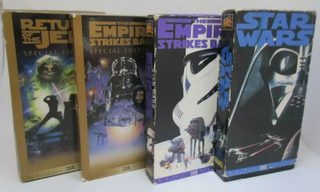 4 Old Vintage Star Wars VHS Tapes Return of Jedi New Hope Empire Strikes Back