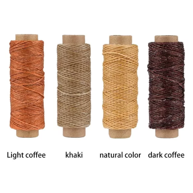 4Pcs Flat Waxed Thread Set Wax String Polyester Cord Kit for Leather Sewing DIY