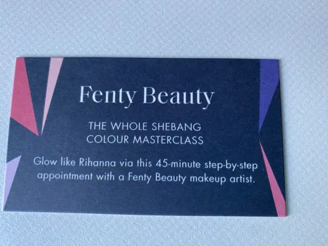 Fenty Beauty voucher Harvey Nichols 45mins colour masterclass