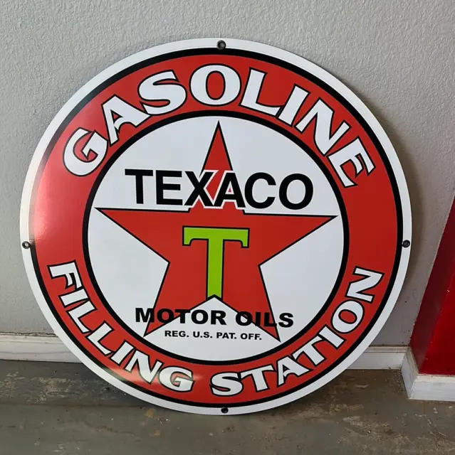 Texaco Filling Station Sign 36” Aluminum with Gromets