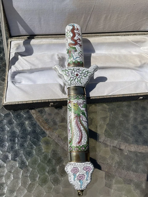 chinese cloisonne sword - telescoping collectible sword - cloisonne enamel