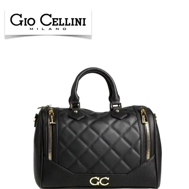 Gio Cellini Milano Black Boston Grab Handbag Branded