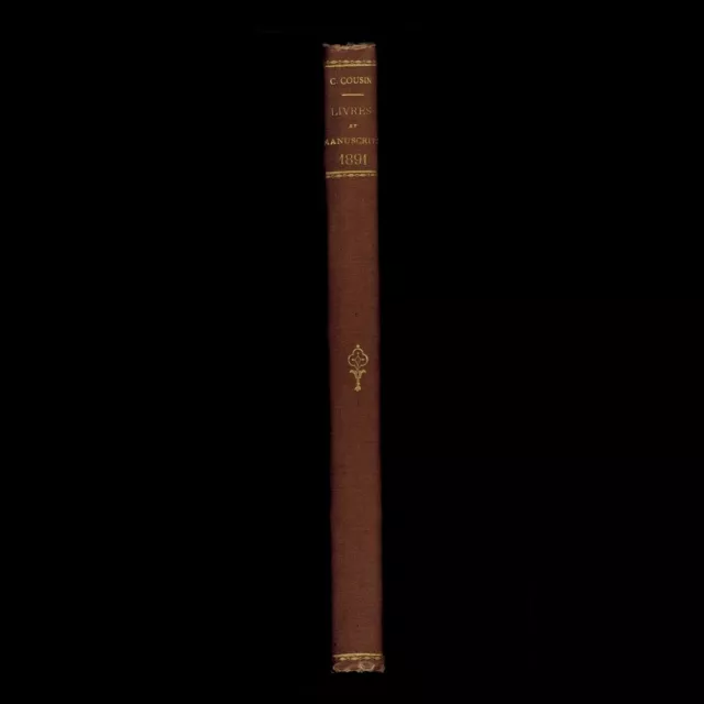 1891 Catalogue livres manuscrits bibliothèque Charles Cousin Toqué bibliophilie